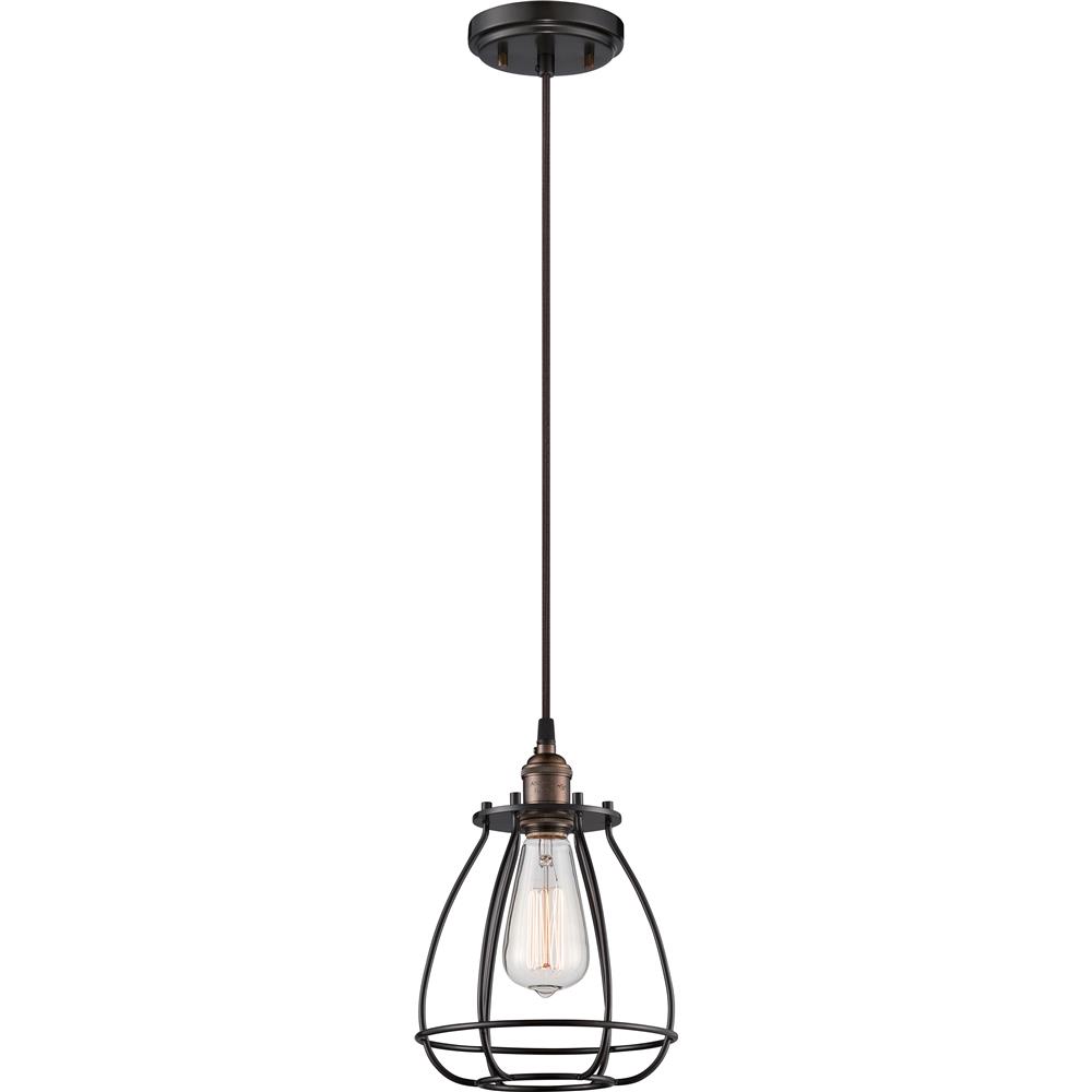 Nuvo Lighting 60/5501  Vintage - 1 Light Caged Pendant - Vintage Lamp Included in Rustic Bronze Finish